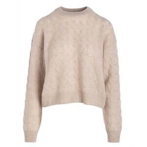 NEW NAADAM women's cashmere cable crew neck sweater in oat